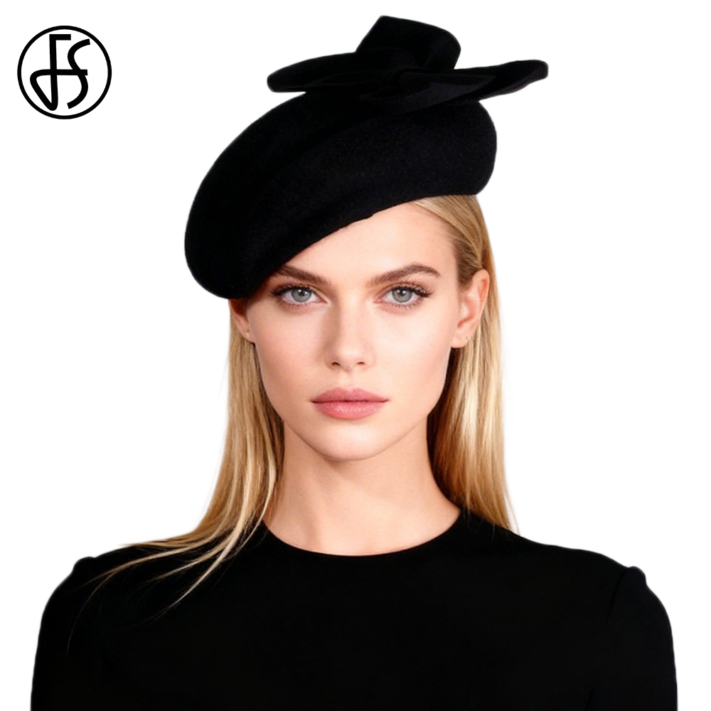 Fedora Hat Wool - Bérets français en laine noirs et