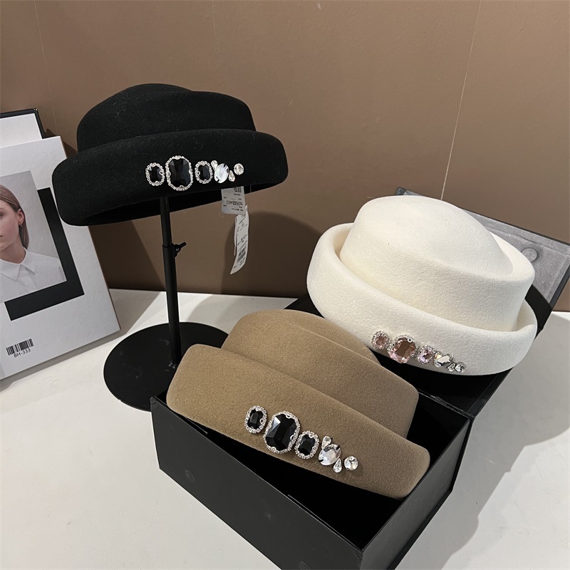 Fedora Hat Wool - Chapeau en laine orné de strass