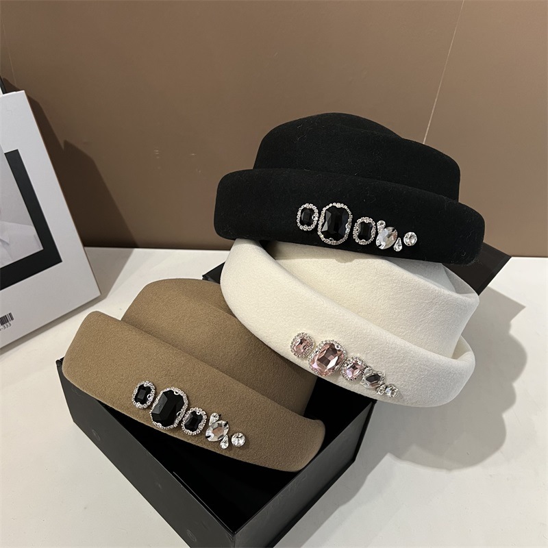 Chapeau en laine orné de stras - Fedora Hat Wool avis et prix